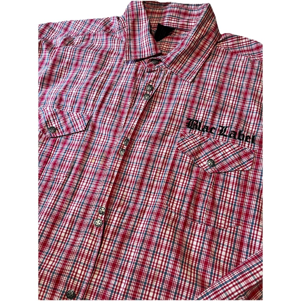 Blac Label Iron Cross Snap Button Shirt Men's 6XL Embroidered VICE‎ VIRTUE Moto